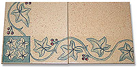 Printed ivy design,detail of tabletop tiles