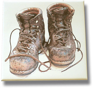 digital ceramic tile: climbing boots