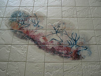 cave-painting tiles: deer
