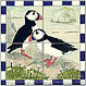 hand painted puffin tilepanel