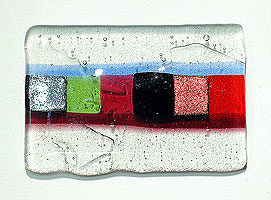 fused glass tile, dichroic glass detail